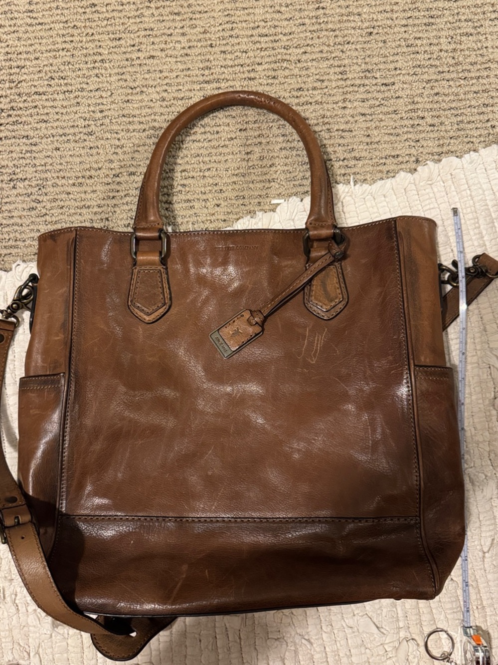 Frye Cognac Brown Leather Laptop Tote